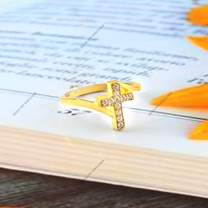 925 Sterling <b>Silver</b> <b>Cross</b> Moissanite Gemstone <b>Ring</b> for Women Gold Plated <b>Cross</b> Finger <b>Ring</b> Womens Jewelry - Product Image 5