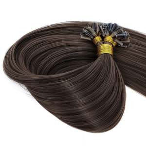 Extensiones de Cabello con Queratina I-Tip, Cabello Humano Remy Ruso, Mezcla de Marrón Chocolate y Marrón Ceniza # Puntas Planas Rectas 2c/8a Suaves - Product Image 1