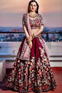 Paillettes brodées élégantes pour adultes ethniques Cancan et toile Patta Lehenga Choli vêtements en soie indiens et pakistanais à la mode - Product Image 4