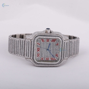 Reloj de diamantes CVD helado numérico romano rojo, reloj de Hip Hop personalizado para hombres, reloj de pulsera automático con fecha - Product Image 6