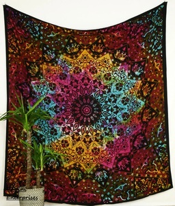 Tapiz Vintage de algodón 100% hecho a mano, tela personalizada, 84x90 pulgadas, Mandala Hippie indio impreso, Astro Stars, planetas, máquina solar - Product Image 1