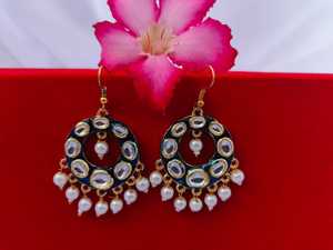 Rajasthani Meenakari Kundan pendiente para dama de honor Favor regalo para novia Jaipuri Jhumke oreja pendientes de alambre para niña - Product Image 5