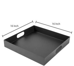 Classic Design round Iron Serving <b>Tray</b> Black Powder Coated Tabletop Decorative Plate for Food Storage - Product Image 2
