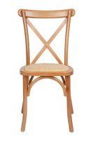 Chaise de salle à manger rustique d'extérieur Rossa, écologique, avec dossier croisé, fabriquée en teck massif, assise en rotin tressé, finition naturelle