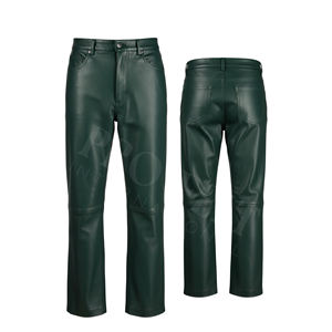 OEM ODM Custom Classic Leather Pants Straight Fit Fashionable Casual Motorbike <b>Trousers</b> Stylish Durable PU Leather Pants - Product Image 2