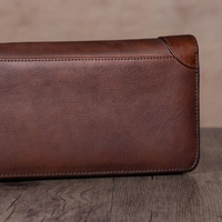 Dompet Wanita Ritsleting Kulit Asli Di Sekitar Dompet Wanita Dompet Panjang Retro Kapasitas Kulit Sapi Buatan Tangan Kopling Personalisasi Vintage Pu