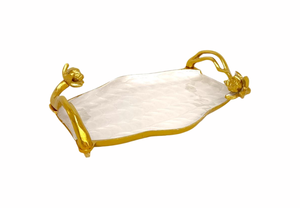 Plateau de service ovale moderne fait main, finition or et argent, vaisselle de salle de bain, rangement de boissons, portable, durable, Inde - Product Image 2