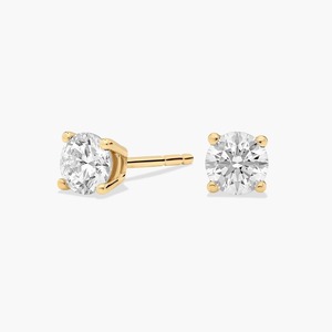Pendientes Clásicos de Diamantes Redondos Brillantes de Cuatro Puntas, 0.50 Ct, Diamantes Cultivados en Laboratorio en Oro de 14K, para Ocasiones Especiales y Fiestas - Product Image 3