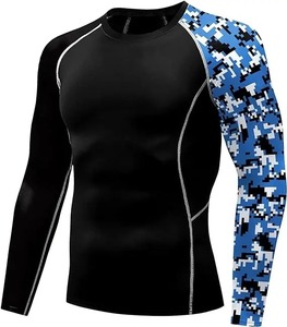 Fabrication d'usine MMA hommes Rashguard t-shirts à manches longues Fitness Muay Thai boxe Rash Guard hommes t-shirt - Product Image 1