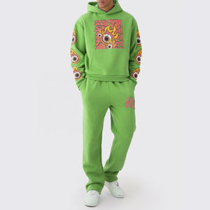 Chándal informal de gran tamaño para hombre 2025, chándal con estampado de logotipo personalizado con chándal de felpa de lana de algodón 100% de Color sólido para Unisex - Product Image 4