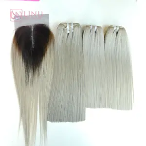 Top Quality Vietnamese Genius weft hair Closure Hot Selling 2023 VIETNAM Ombre Gray Color Weight Virgin Natural Origin Type
