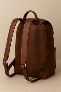 Sac à boucle en cuir véritable marron classique pour l'école, le collège et l'usage quotidien, sac de voyage - Product Image 4