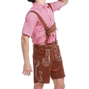 กางเกงขาสั้นหนังกวาง,กางเกงขาสั้นสีพื้นเข้ารูปสไตล์ Lederhosen ทำจากปากีสถาน - Product Image 6