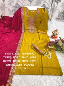 Venta caliente Vicose con trabajo manual Kurti Pant y Dupatta Mujeres Moda Fabricante y proveedor de India - Product Image 3