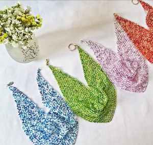 Écharpe-collier perlée faite main, de qualité supérieure, unique, style occidental, avec franges, bandana perlé - Product Image 2
