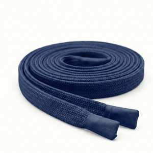 Cordón trenzado plano redondo de alta calidad de poliéster y algodón con logotipo personalizado y puntas metálicas de silicona para sudaderas y pantalones al por mayor - Product Image 5