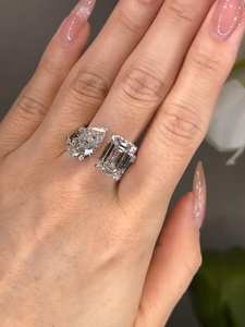 Anillo Eternity Toi Moi de Plata 925 con Moissanita Original Fina, Corte Esmeralda y Pera, Personalizable, Regalo de Aniversario para Enamorados - Product Image 2