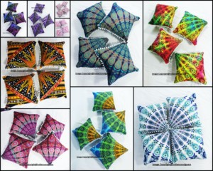 Juego de fundas de cojín de mandala de algodón, 4 Uds., almohadas cuadradas para decoración del hogar, hippee maravilloso de varios colores por consignadores indios - Product Image 2
