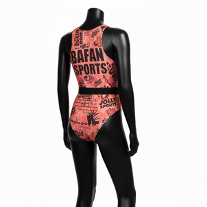 Traje de Baño Premium para Mujer en Poliéster y Spandex, Estampado de Grafiti Color Coral Melocotón, Sublimación, Logotipo Personalizado - Product Image 5
