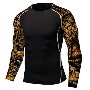 <b>Custom</b> <b>Design</b> <b>Compression</b> <b>Shirts</b> Breathable Sublimation Printed MMA Rash Guard in Plain Blue Color - Product Image 5