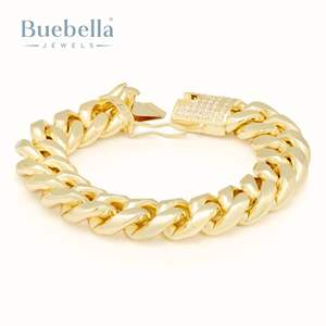 Hot Sale 15mm 18K Gold and 925 Silver Plated Miami Cuban Link Bracelet for <b>Men</b> - Product Image 1