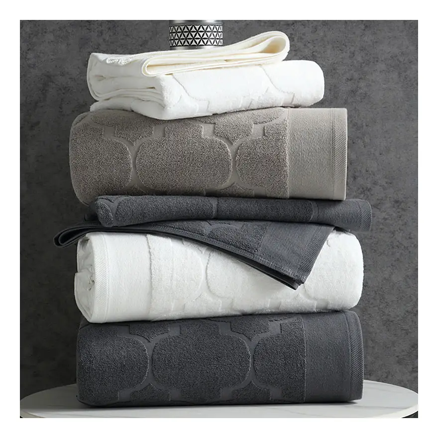 Hotel Luxury Jacquard White Bath Towel Set 100% Cotton Large Beach Towel Brand Absorbent Quick-drying Bathroom Towel