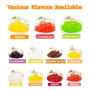 Aardbei Popping Boba Jelly Vruchtensap Coating Parel Voor Topping Bubble Tea Melkthee Ingrediënten 1.2Kg Halal Gecertificeerd