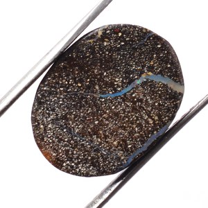 Opale de Boulder ovale lisse 12x15,5 mm, cabochon naturel, opale de feu australienne rare, pierre précieuse, cabochon à dos plat pour bijoux - Product Image 2