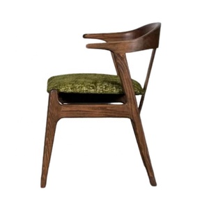 Silla de Jardín de Madera de Teca de Estilo Moderno de Mediados de Siglo con Asiento Tapizado Verde, Muebles de Exterior de Diseño Confortable - Product Image 5