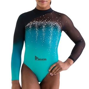 Justaucorps intégral pour femme avec strass, extensible, pour gymnastique, ballet, danse, manches longues, pour l'entraînement, vêtements de sport - Product Image 5