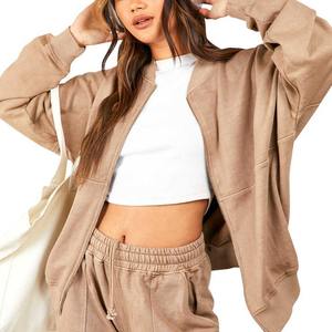 Service OEM, conception de haut niveau, haut à col rond de qualité supérieure, 100% coton, survêtement en polaire pour femmes, imprimé, couleur unie, respirant, ensembles - Product Image 6