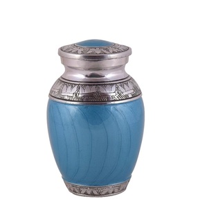Silver Engraved Cremation <b>Urn</b> for Human Ashes Adult Funeral <b>Urn</b> Handcrafted - <b>Large</b> Burial <b>Urn</b> for Human Ashes Pearl SkyBlue - Product Image 5