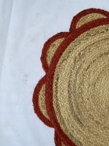 พรมปอกระเจาถักสีแดงธรรมชาติทำด้วยมือชุดพรมสำหรับบ้านห้องนั่งเล่นโรงแรมรูปทรงดาวที่สวยงามเรียบง่าย - Product Image 3