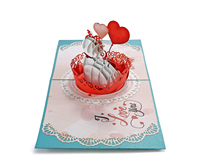 Nueva Tarjeta de Felicitación 3D Pop-up, la Mejor Opción para el Día de San Valentín, con un Adorable Gato y Globos, Te Amo