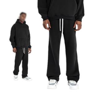 OEM Premium CVC 350g <b>Men</b> Oversized Hoodie <b>Trouser</b> Set American Streetwear Fleece Tracksuit <b>Winter</b> Loose Fit Customizable <b>Trouser</b> - Product Image 1