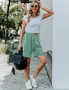 Shorts en coton stretch pour femmes Vêtements de tous les jours Shorts en lin mélangé Respirant Look tendance - Product Image 2