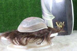 Modelo de encaje frontal, extensión de cabello para hombres de primera calidad, parche de cabello Remy indio, cabello humano de alta calidad, atado a mano - Product Image 5