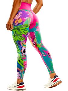 Leggings de yoga pour femmes, taille plus, en gros, personnalisés, sublimation, décontractés, motif uni, avec impression élégante - Product Image 6