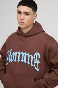 Haute qualité hommes surdimensionné Boxy Homme Applique survêtements à capuche qualité supérieure respirant tenue décontracté pull survêtement - Product Image 3