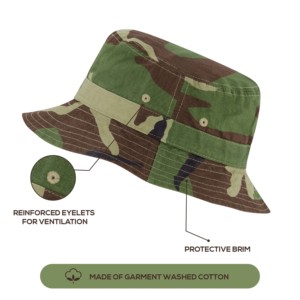 Chapeau seau décontracté Double face réversible 100% coton personnalisé unisexe quatre saisons toile été extérieur - Product Image 3