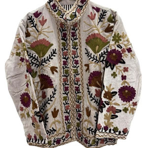 Chaqueta de Algodón con Bordado Suzani, Verde, Nueva Llegada, Ecológica, Cortavientos, Ropa de Invierno Corta, 100% Algodón - Product Image 1