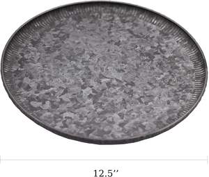 Plateau de cuisine rond en métal galvanisé fait à la main avec des bords ondulés, écologique, durable, polyvalent, décoratif - Product Image 6