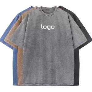 T-shirts pour hommes de haute qualité personnalisés du fabricant Design d'été délavé à l'acide Épaule ample 100% coton Plusieurs couleurs - Product Image 4