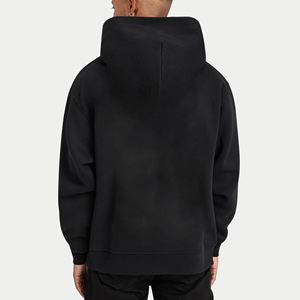 Sudadera con capucha de gran tamaño, ropa informal negra con hombros caídos, sudadera informal de invierno de peso pesado para hombres - Product Image 2