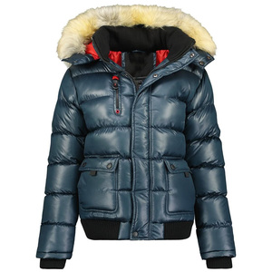 Exclusive Windproof Zipper Elastic Cuffs <b>Parka</b> Jacket Fashionable Fur Hooded Zipper Pockets Jacket With Customized Patches - Product Image 2