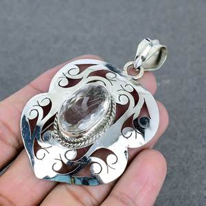 Joyería de plata hecha a mano para mujer al mejor precio, colgantes finos de latón de cristal semiprecioso, colgante elegante hecho a mano - Product Image 3