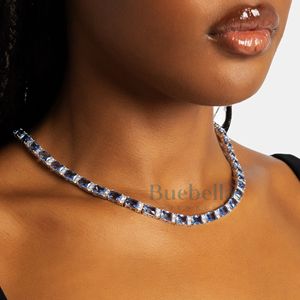 Gran oferta, probador de diamante de paso de moissanita de 6mm, plata 925, 14K, chapado en oro blanco, cadena de tenis radiante azul, joyería fina - Product Image 1