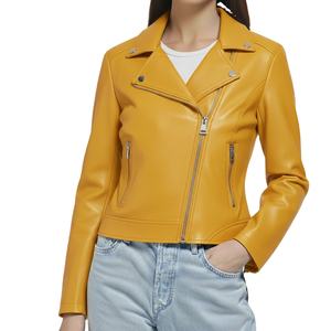 Veste d'hiver ajustée, design personnalisé, nouveau style, cuir véritable de qualité supérieure, col montant uni, fermeture éclair, taille luxe pour femmes - Product Image 5
