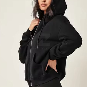 Style à la mode femmes hiver fermeture éclair à capuche Slim Fit respirant avant Logo pour Gym ou Street Wear - Product Image 1