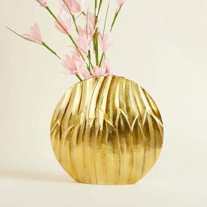 Unique Metal Decorating Handmade Round Shape Silver Finishing Aluminium <b>Flower</b> <b>Vase</b> Set of 2 Different Sizes <b>for</b> <b>Sale</b> - Product Image 2